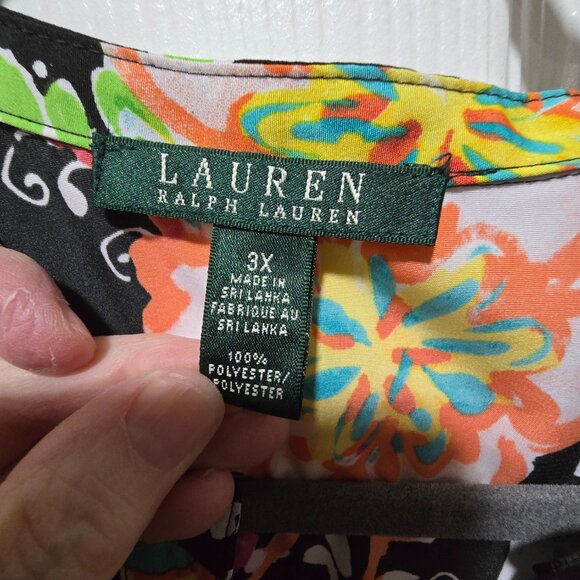 Lauren Ralph Lauren Ladies Top 3X Floral Pullover Vneck Long Sleeve - Picture 3 of 3